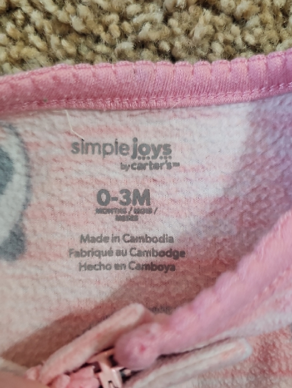 Simple Pink Panda Footed One-Piece - Picture 2 of 2